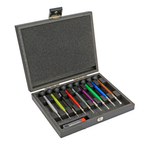 Horotec Aluminum Watchmakers Screwdrivers Set of 9 in Wood Box