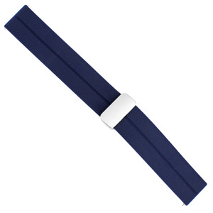20mm Silicone Watch Band with Magnetic Clasp Navy Blue With White 7 5/8 Inch Length