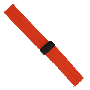 20mm Silicone Watch Band with Magnetic Clasp Orange With Black 7 5/8 Inch Length 20mm Silicone Watch Band with Magnetic Clasp Orange With Black 7 5/8 Inch Length