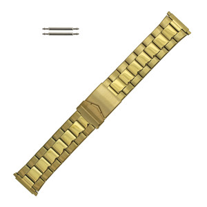 Hadley Roma Yellow Gold Tone Metal Watch Band 20-26 mm Straight Ends 7 1/2 Inch Length