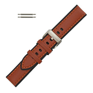 Tan Leather 22mm Stitched with Silicone Lining 7 3/4 Inch Length
