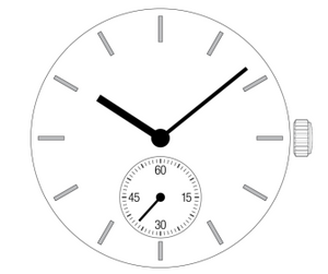 Epson® Japan 2 Hand Quartz Watch Movement VL57 Small Second At 6:00 Overall Height 5.9mm