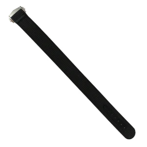 Black Ribbed Nylon Watch Band with Deployant Clasp 20mm Strap 9 14/16 Inch Length
