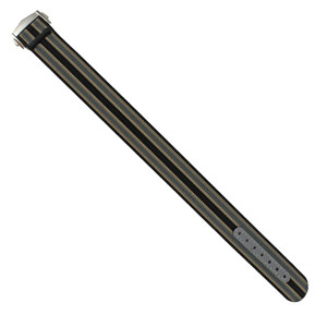Black, Grey, Cream Stripped Ribbed Nylon Watch Band with Deployant Clasp 18mm Strap 9 14/16 Inch Length
