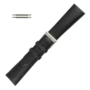 Black 22mm Soft Padded Leather Watch Strap  7 7/8 Inch Length