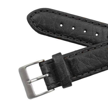 18mm Watch Band Black Distressed Leather 9 Inch Length