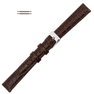 12MM Brown Crocodile Grain Leather Watch Band