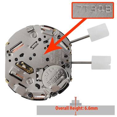 Genuine Seiko Chronograph Quartz Watch Movement 7T34 Overall Height 