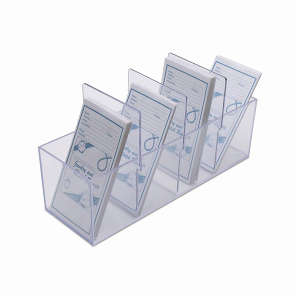Wide plastic box holds repair envelopes