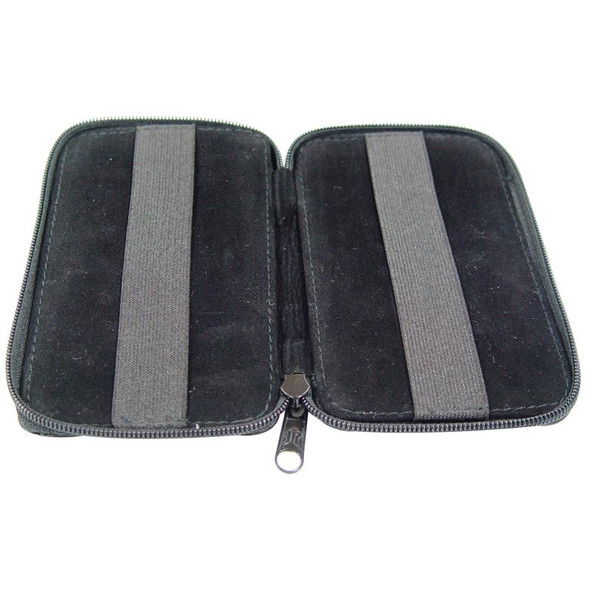 Portable black zippered wallet-style case holds your gemstones