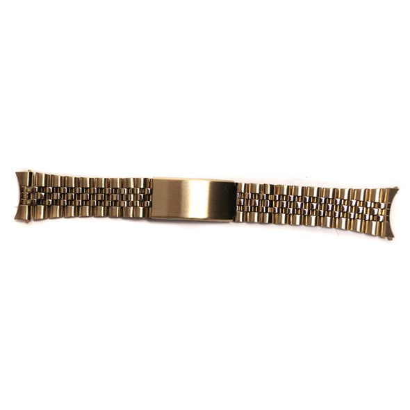 Stainless steel yellow gold tone jubilee style link watch band