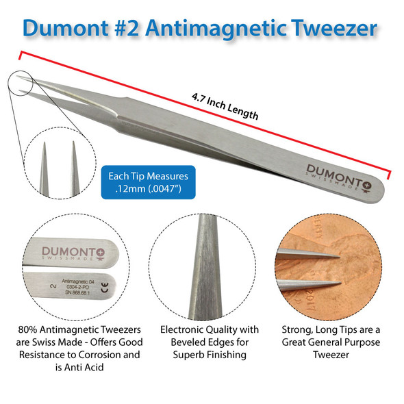 Dumont # 2 Tweezer EQ Stainless Antimagnetic