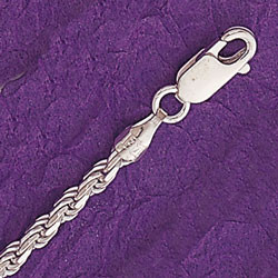 Sterling Silver, 2.7mm Diamond Cut Rope Chain