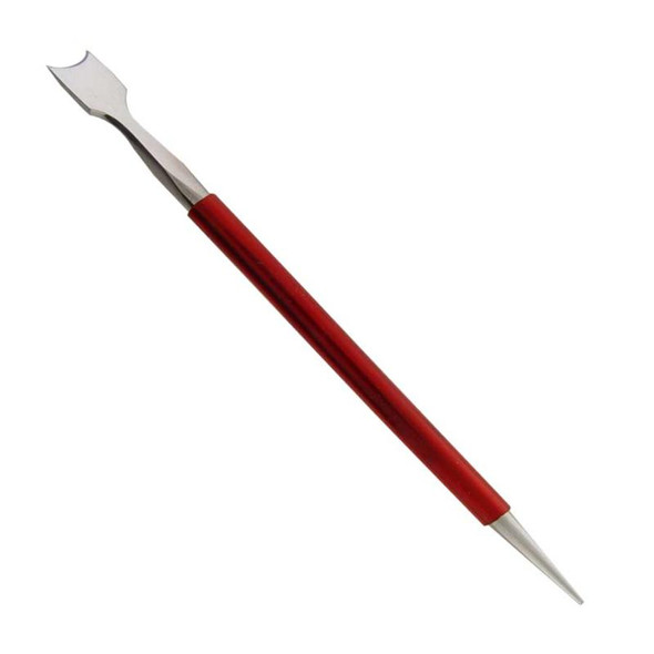 Steel spring bar tool with double-ended fork and pointed tip