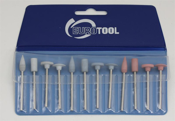 Set of 12 mounted silicone polishers