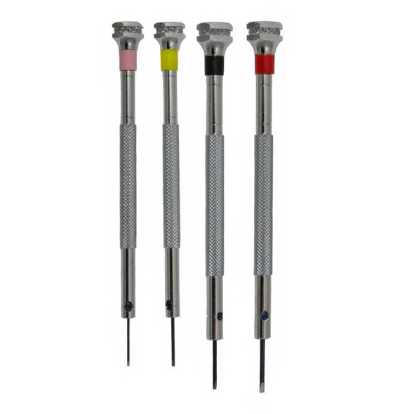 HOROTEC Premium 4 Piece Watchmakers Screwdriver Set Mini 0.60 - 1.20mm Flat-Head Style Blades