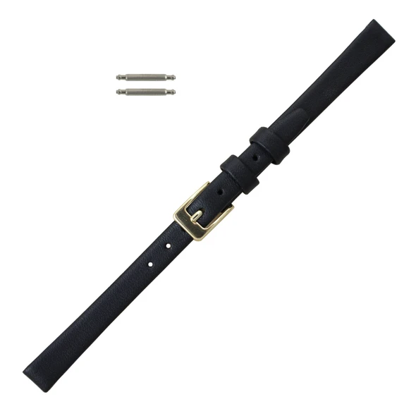 Hadley Roma Black Leather Watch Strap 9mm Smooth Calf 6 6/16 Inch Length