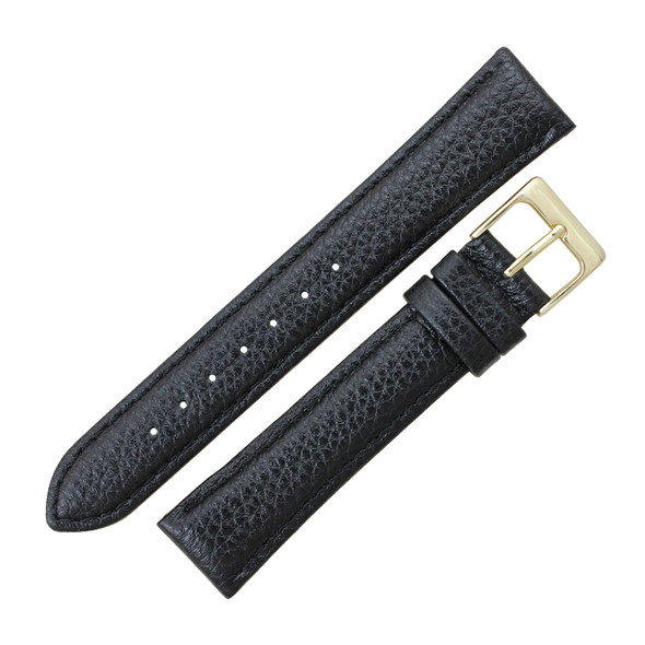Leather Watch Band Black 14MM Polished Calf Style
