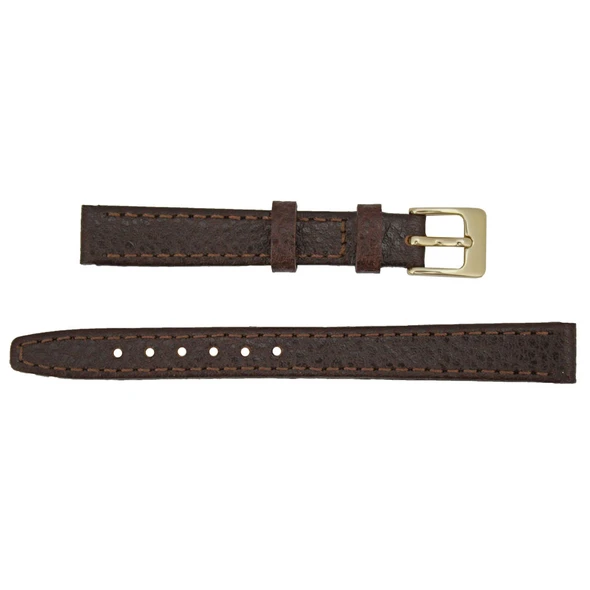 Leather Watch Strap 12mm Flat Brown Polished Calf Leather 6 3/4 Inch Length