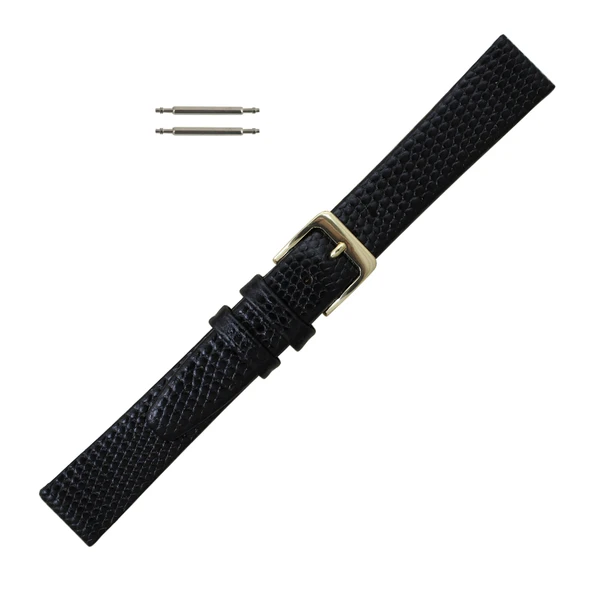 Black Leather Watch Strap 8MM Lizard Grain