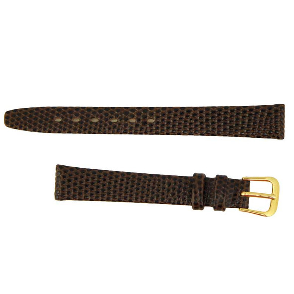12MM Watch Band Brown Leather Lizard Grain