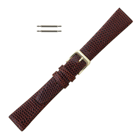 20mm Brown Leather Watch Band Lizard Grain 7 1/2 Inch Length