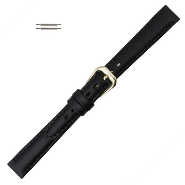 Watch Band 12MM Classic Calf Black Leather