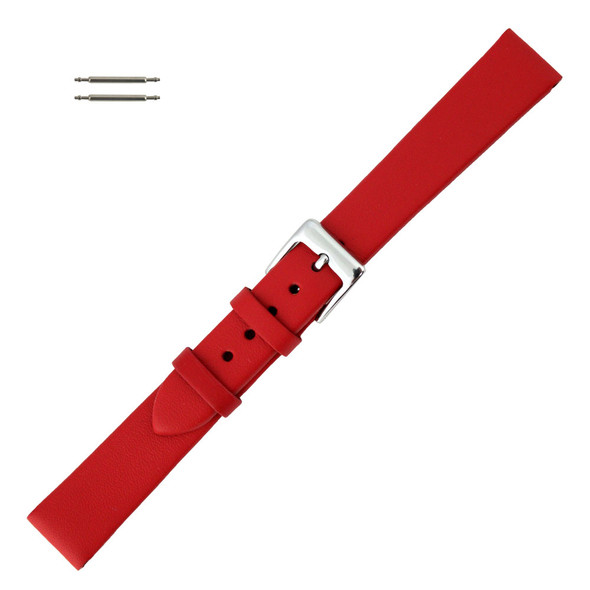 Smooth Red Leather Watch Band 14mm Smooth Calf 6 7/8 Inch Length