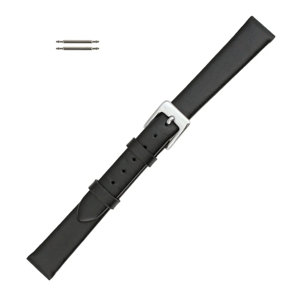 Smooth Black Leather Watch Band 12mm Smooth Calf Style 7 Inch Length