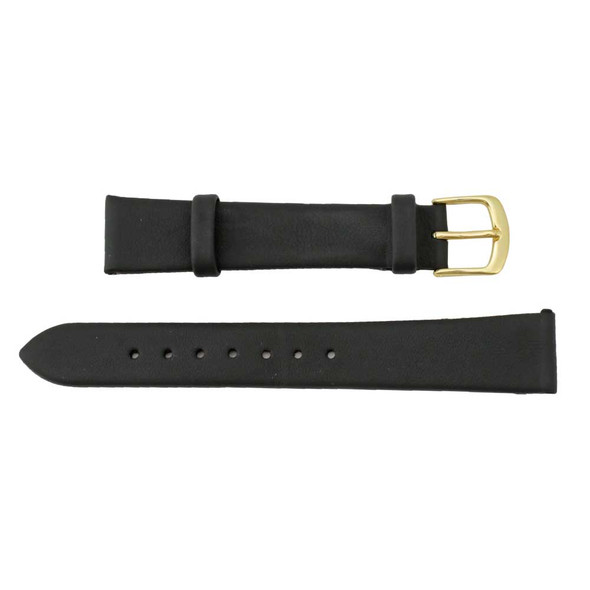 Hadley Roma Black Leather Watch Strap 17mm Smooth Calf 7 3/8 Inch Length