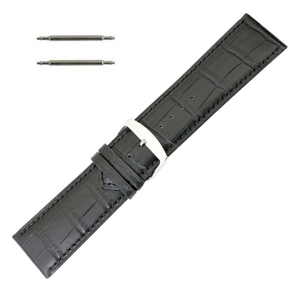 28mm classic grain extra wide black leather watch band