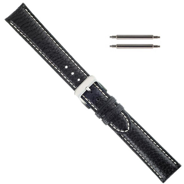 22mm black buffalo chrono replacement leather watch band