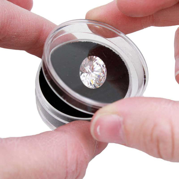 Small round clear plastic parts boxes for storage or display