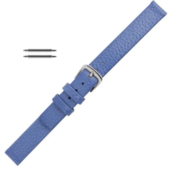 14mm Leather Watch Strap  Blue Flat Calf 6 13/16 Inch Length