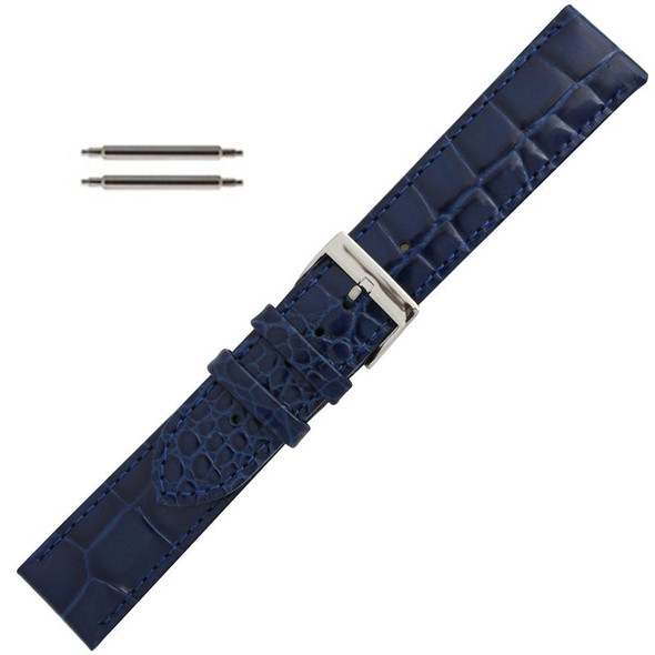 12mm croco-grain watch band with hand-stitched loops and padding