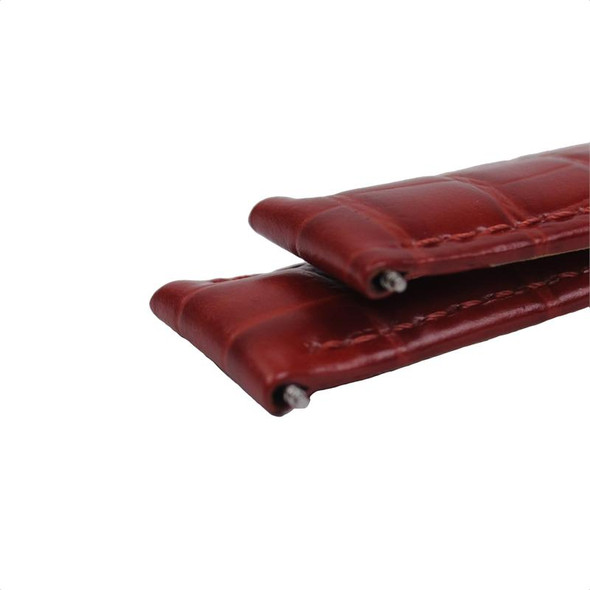 16MM red leather croco grain watch strap