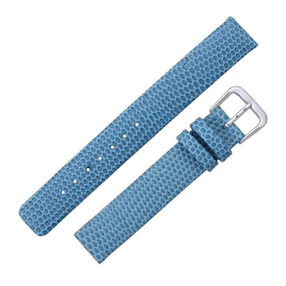 12mm Leather Watch Band Light Blue Flat Lizard Grain 6 7/8 Inch Length