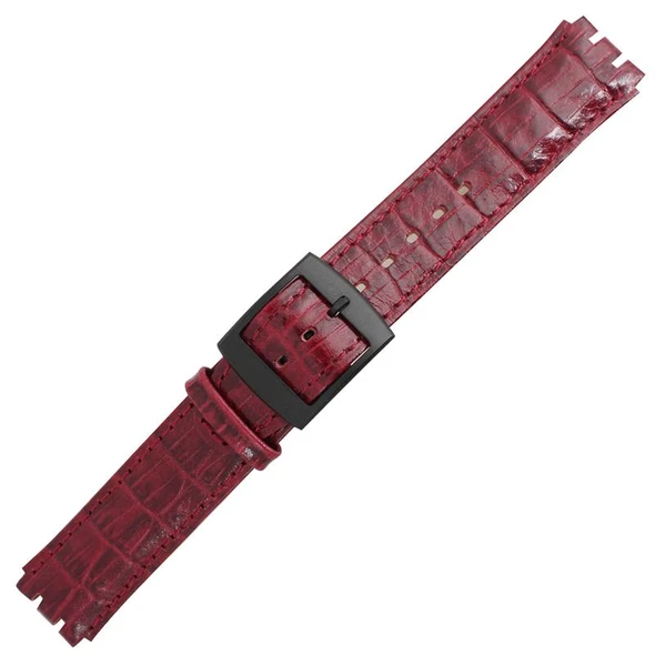 20MM alligator grain burgandy leather generic swatch watch band