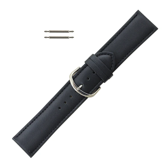 Leather Watch Band 26mm Black Leather Classic Grain Extra Wide Band 7 1/2 Inch Length