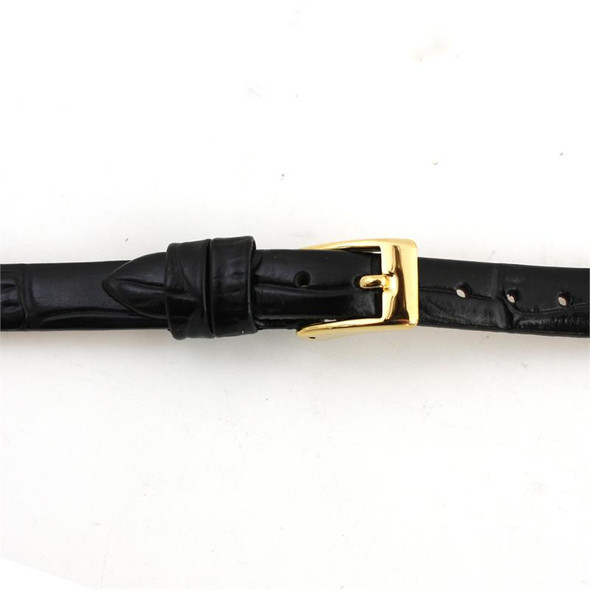 8mm Watch Band Black Leather Alligator Grain 6 15/16 Inch Length