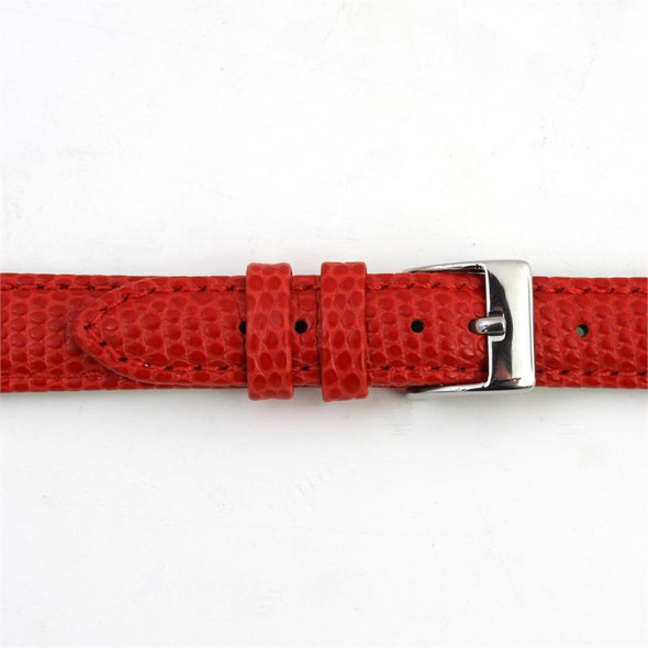 12mm Watch Band Red Lizard Grain Leather 6 7/8 Inch Length