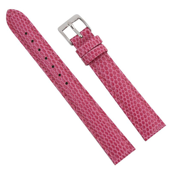 14mm Watch Band Pink Lizard Grain Leather 6 7/8 Inch Length