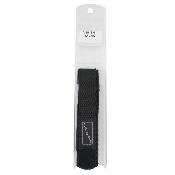 Black Nylon Watch Strap Velcro® Style Sport Band 16mm 8 1/2 Inch Length