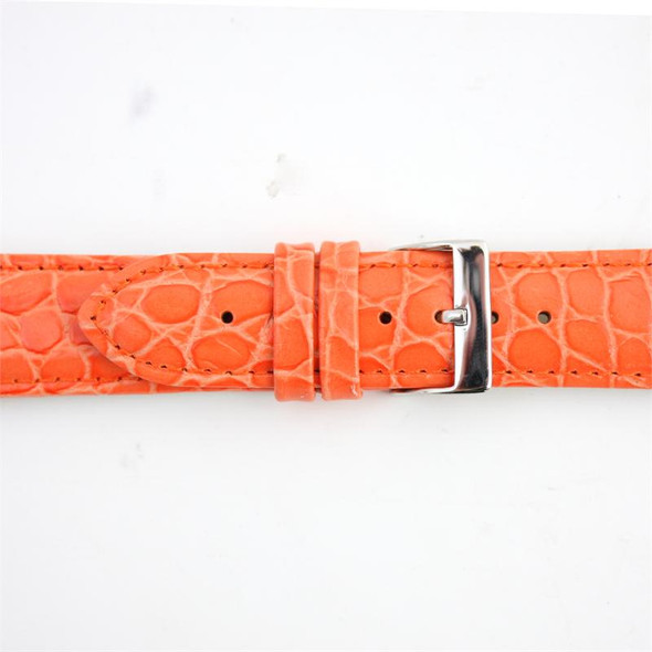 Orange Leather Watch Strap 24mm Padded Stitched Croco Grain 7 7/16 Inch Length