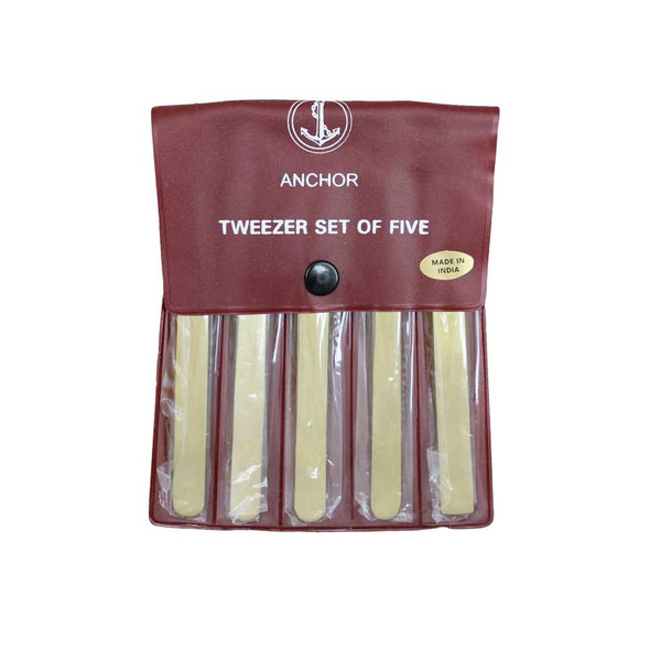 Brass Tweezers Set of 5 pcs Straight Tip 5" Long Very Soft Non-Magnetic