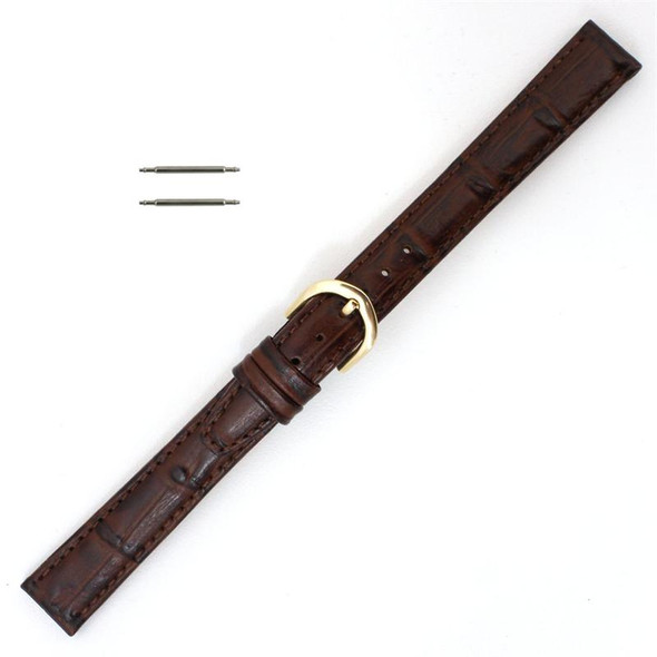 Brown Watch Band Leather 16mm Gator Chrono Style 8 1/8 Inch Length