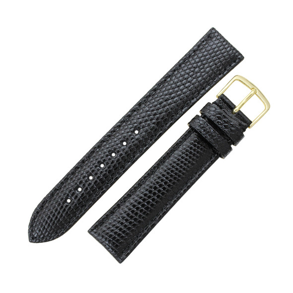 Hadley Roma 18mm Black  Genuine Java Lizard Watch Band 8 3/16 Inch Length