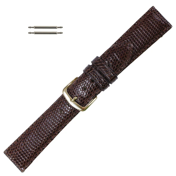 Hadley Roma Genuine Java Lizard Watch Band 20mm Brown Long