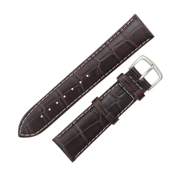 Hadley Roma 20mm Brown Alligator Grain Italian Leather Watch Band 7 1/2 Inch Length