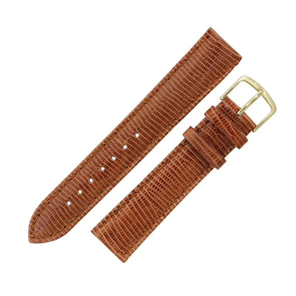 Hadley Roma 20mm Brown Lizard Grain Leather Watch Strap 8 3/16 Inch Length